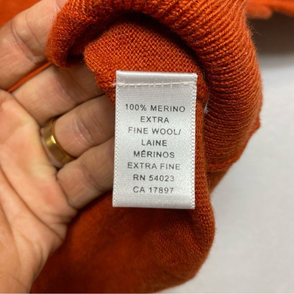 Banana Republic Extra Fine Italian Merino Sweater Men's L Burnt Orange Wool - Picture 10 of 12